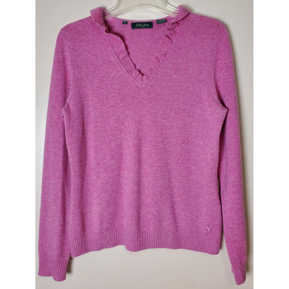 Bobby Jones Cashmere Sweater Small Pink‎ Barbiecore Coquette Preppy Quiet Luxury